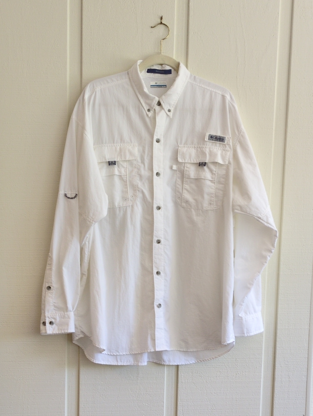 Columbia Men's PFG Bahama White Long-Sleeve Casual Button-Down Shirt